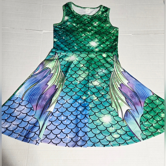 Mermaid Dress Girls Kids Summer Sleeveless Sundress Outfit Twirly 10 - Picture 5 of 8